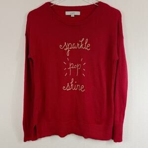 Loft | Sparkle Pop Shine Red Sweater Sz M